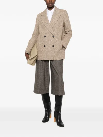 Peserico Double-breasted Blazer In Neutral