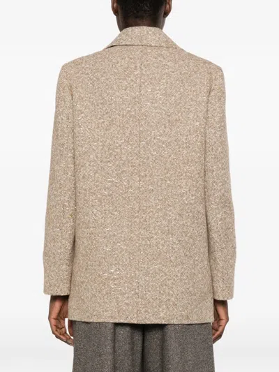Peserico Double-breasted Blazer In Neutral