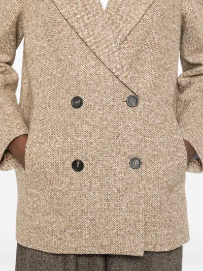 Peserico Double-breasted Blazer In Neutral