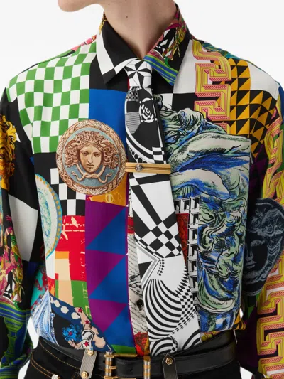 Versace Printed Silk Twill Tie In Multi