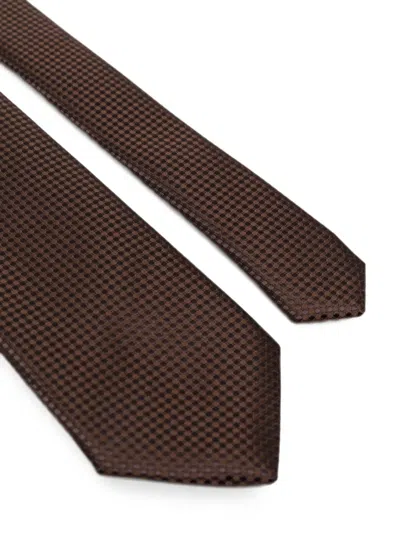 Sapio Check-pattern Tie In Brown