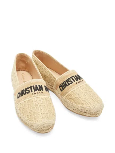 Pre-owned Dior Oblique Jacquard Espadrilles In Neutrals