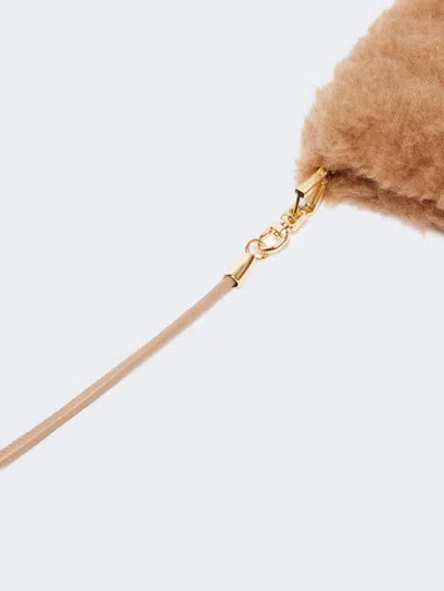 Max Mara Teddy Fabric Mittens Attached String In Brown