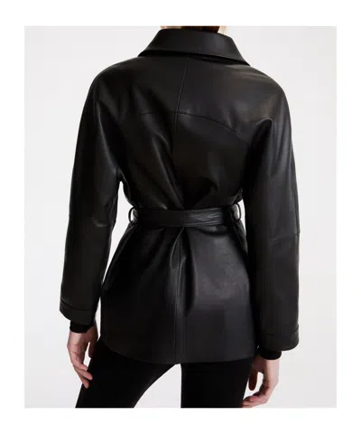 Marella Button-front Leather Jacket In Black
