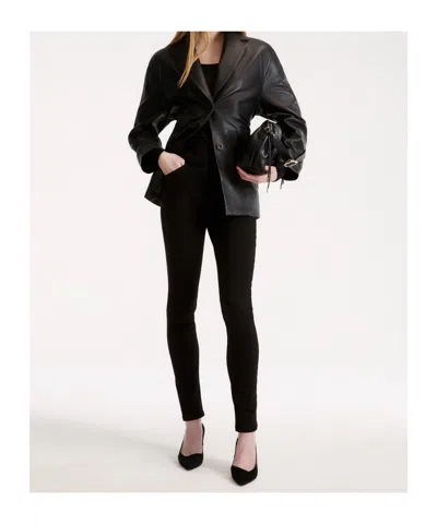 Marella Button-front Leather Jacket In Black