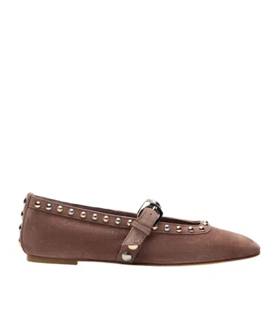 Stuart Weitzman Perry Stud-embellished Ballet Flats In Brown