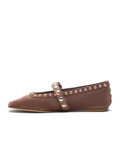 Stuart Weitzman Perry Stud-embellished Ballet Flats In Brown