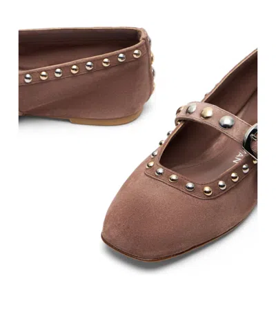 Stuart Weitzman Perry Stud-embellished Ballet Flats In Brown