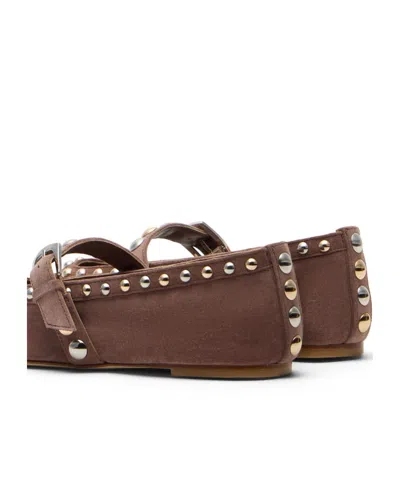 Stuart Weitzman Perry Stud-embellished Ballet Flats In Brown