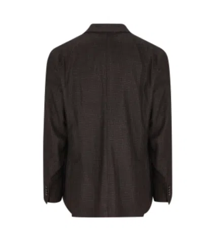 Tagliatore Double-breasted Micro-check Jacket In Brown