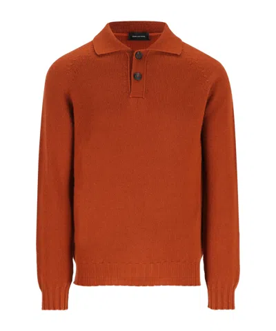 Tagliatore Button-placket Spread-collar Sweater In Red