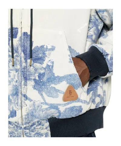 R13 Printed Drawstring Casual Jacket In Neutral