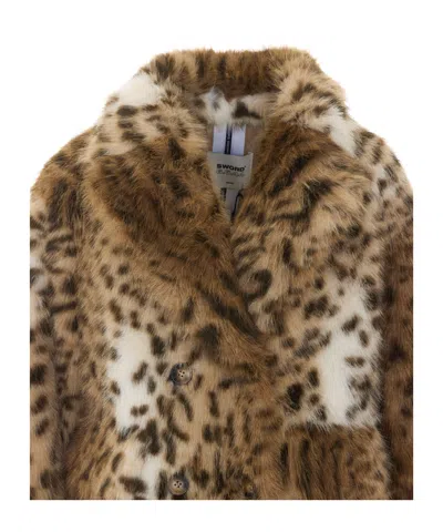 Sword 6.6.44 Leopard-print Coat In Brown