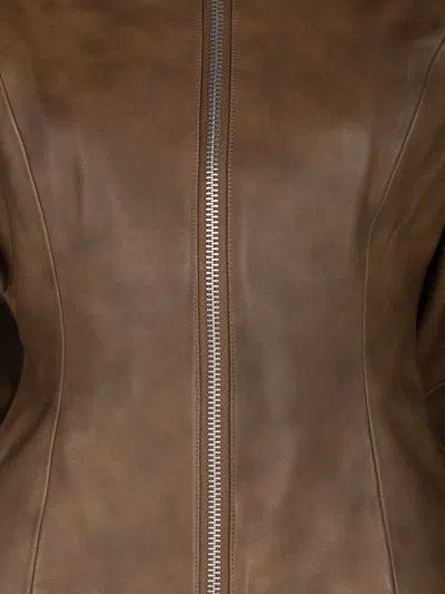 The Sei Fitted Leather Jacket In Brown