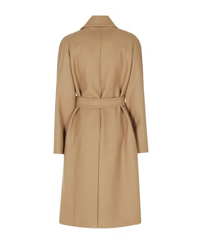 Fay Belted Single-breasted Coat In Nude