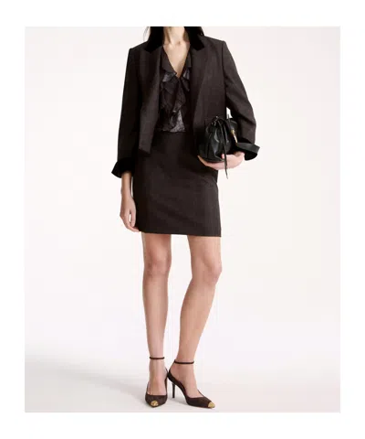 Marella Herringbone-pattern Cropped Jacket In Brown