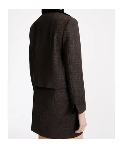 Marella Herringbone-pattern Cropped Jacket In Brown