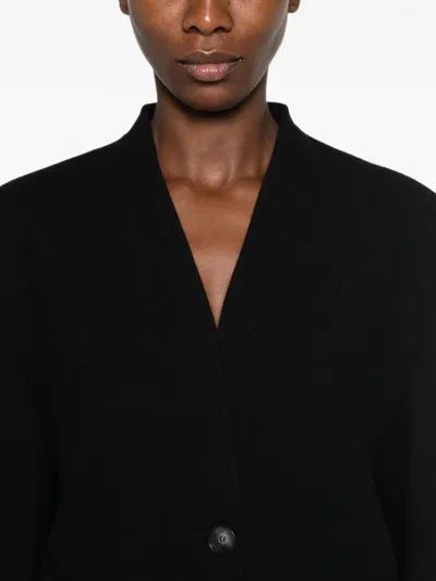 Le Sully Studio Single-breasted Collarless Coat In Black