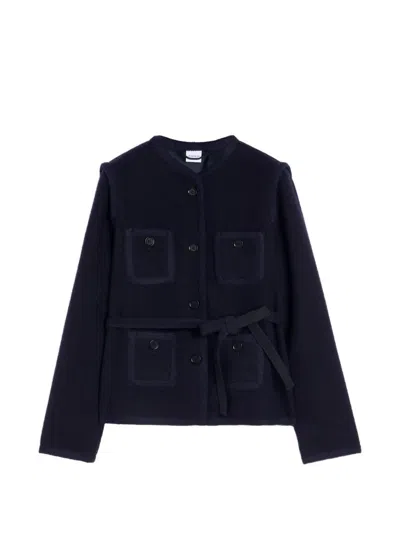 Aspesi Belted Four-pocket Jacket In Blue