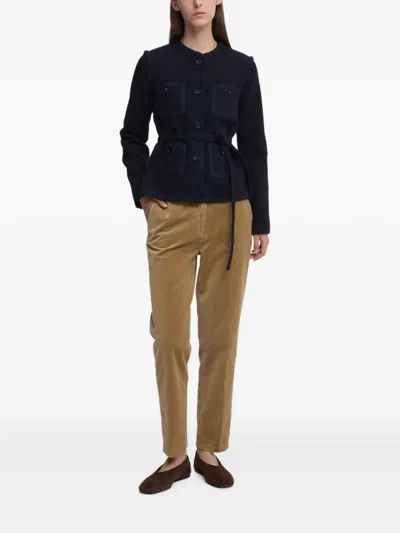 Aspesi Belted Four-pocket Jacket In Blue