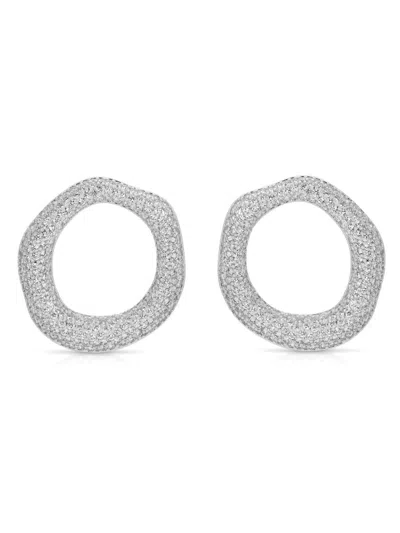 Ettika Pave Open Circle Drop Earrings In Silver