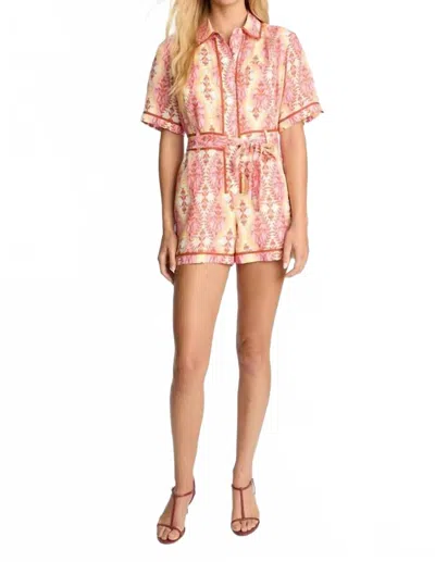 Caballero Marilyn Button Front Romper In Heritage Floral In Multi