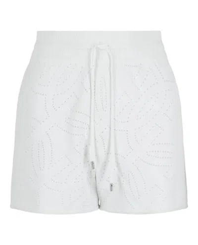 Ferragamo Gancini Pattern Drawstring Short In White
