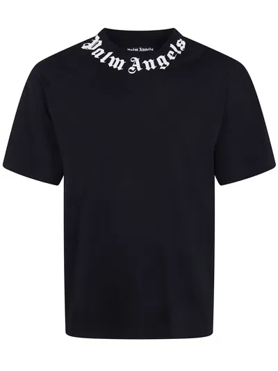 Palm Angels Logo Cotton Crew Neck Regular T Shirt In Black