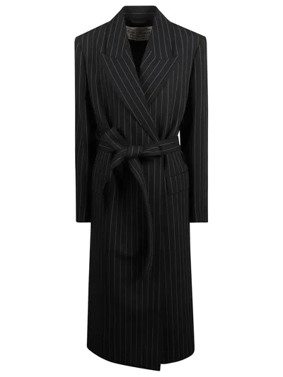 Acne Studios Women Long Coat With Belt At The Waist In Black