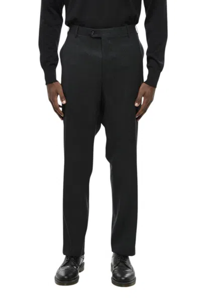 Corneliani Checked Flat-front Trousers In Gray