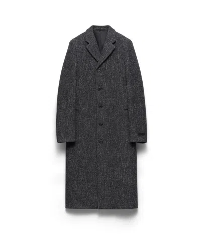 Prada Single-breasted Wool Blend Coat In Black