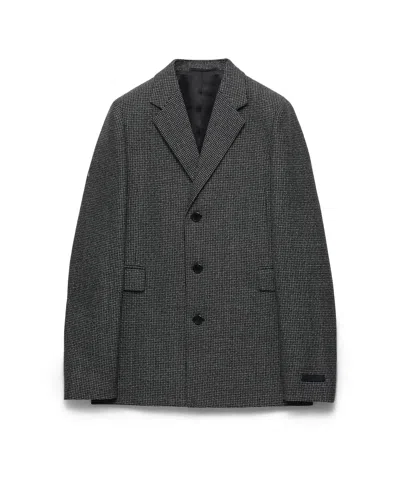 Prada Single-breasted Wool Jacket In Gray