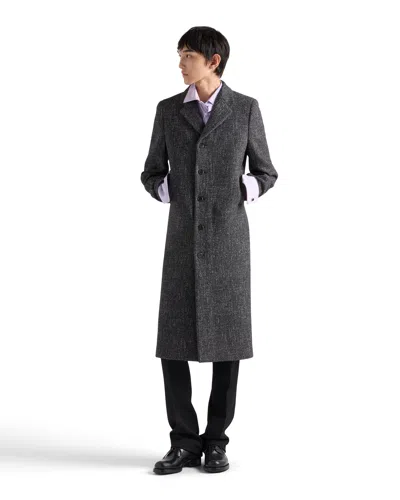 Prada Single-breasted Wool Blend Coat In Black