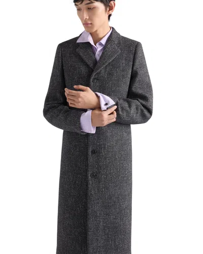 Prada Single-breasted Wool Blend Coat In Black