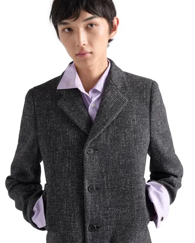 Prada Single-breasted Wool Blend Coat In Black