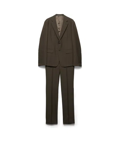 Prada Single-breasted Wool Suit In Brown