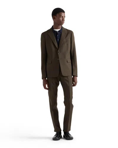 Prada Single-breasted Wool Suit In Brown