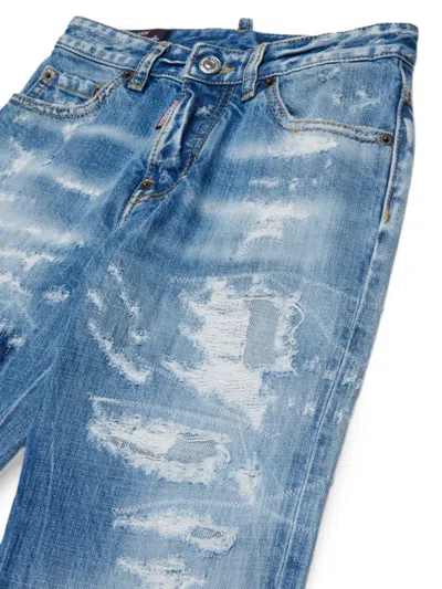 Dsquared2 Distressed Patchwork Jeans In Multi