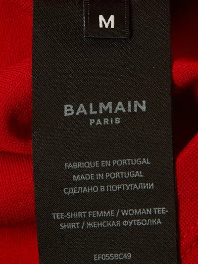 Pre-owned Balmain Logo-embroidered T-shirt In Red