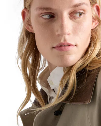 Prada Single-breasted Old Poplin Coat In Neutral