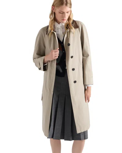 Prada Single-breasted Old Poplin Coat In Neutral