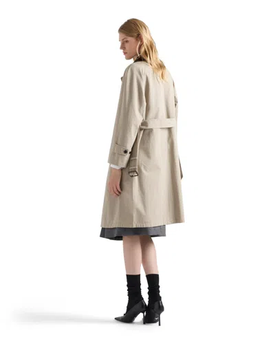 Prada Single-breasted Old Poplin Coat In Neutral