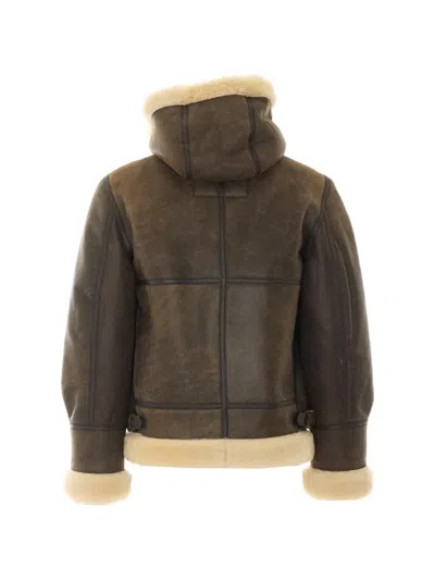 Schott Shearling-lined Leather Jacket In Brown