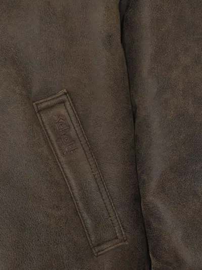 Schott Shearling-lined Leather Jacket In Brown