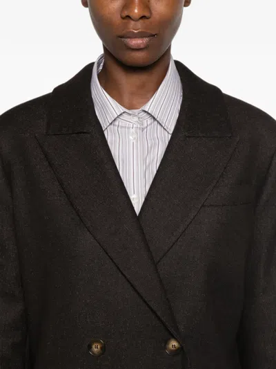 Le Sully Studio Double-breasted Peak-lapel Coat In Black