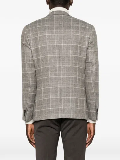 Corneliani Check-pattern Single-breasted Jacket In Red