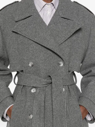Le Sully Studio Double-breasted Belted Coat In Gray