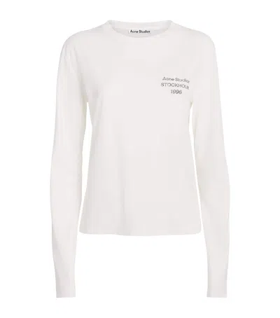 Acne Studios Logo-printed Distressed Cotton And Hemp-blend T-shirt In Ivory