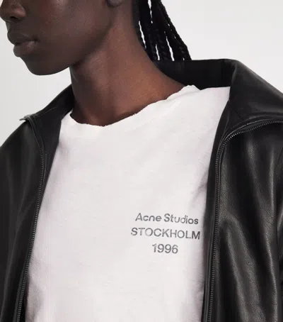 Acne Studios Logo-printed Distressed Cotton And Hemp-blend T-shirt In Ivory