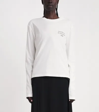 Acne Studios Logo-printed Distressed Cotton And Hemp-blend T-shirt In Ivory